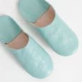 Women's Slippers - Leather Mules - Duck Egg